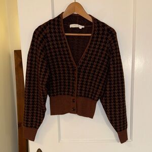 Astr Black and Brown Houndstooth Ruby Cardigan